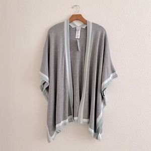 Chico's tipped cashmere blend ruana cardigan wrap s/m grey blue NWT Chicos soft